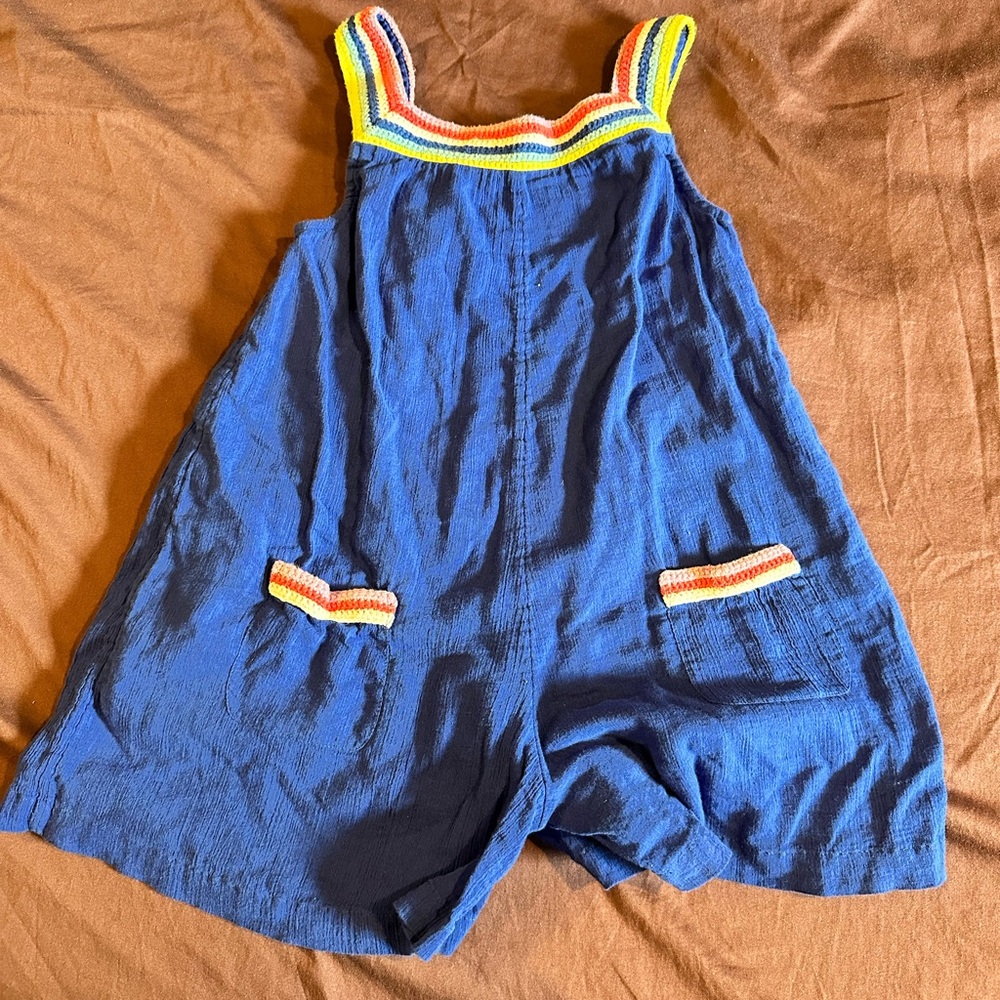 Blue Kids Jumpsuit with Rainbow Trim